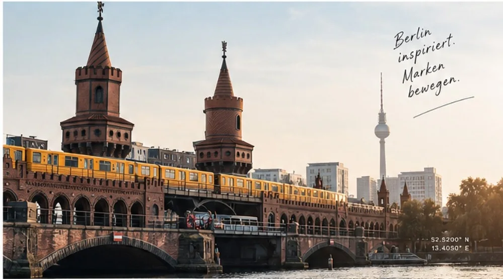 Berlin mit Oberbaumbrücke und Fernsehturm als visuelle Referenz für die Berliner Agentur